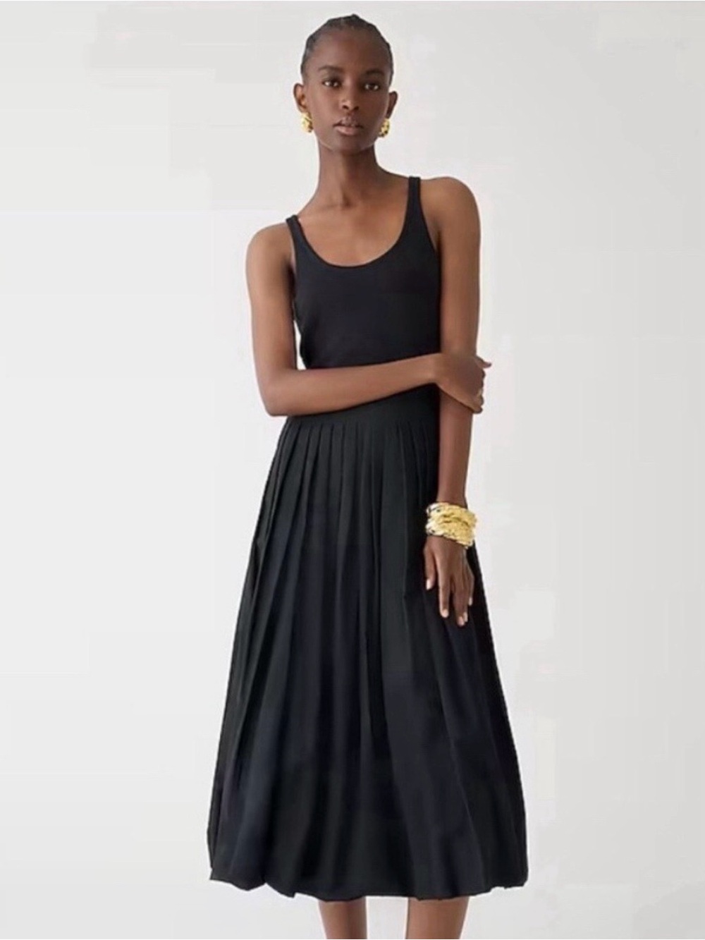 J. Crew Fitted Tank Dress with Poplin Bubble Skirt